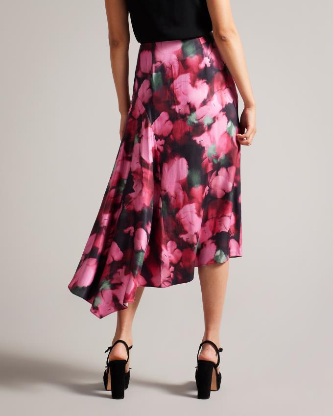 Jupe Ted Baker Asymmetric Petal Print Midi Noir Femme | ZWO-81435848